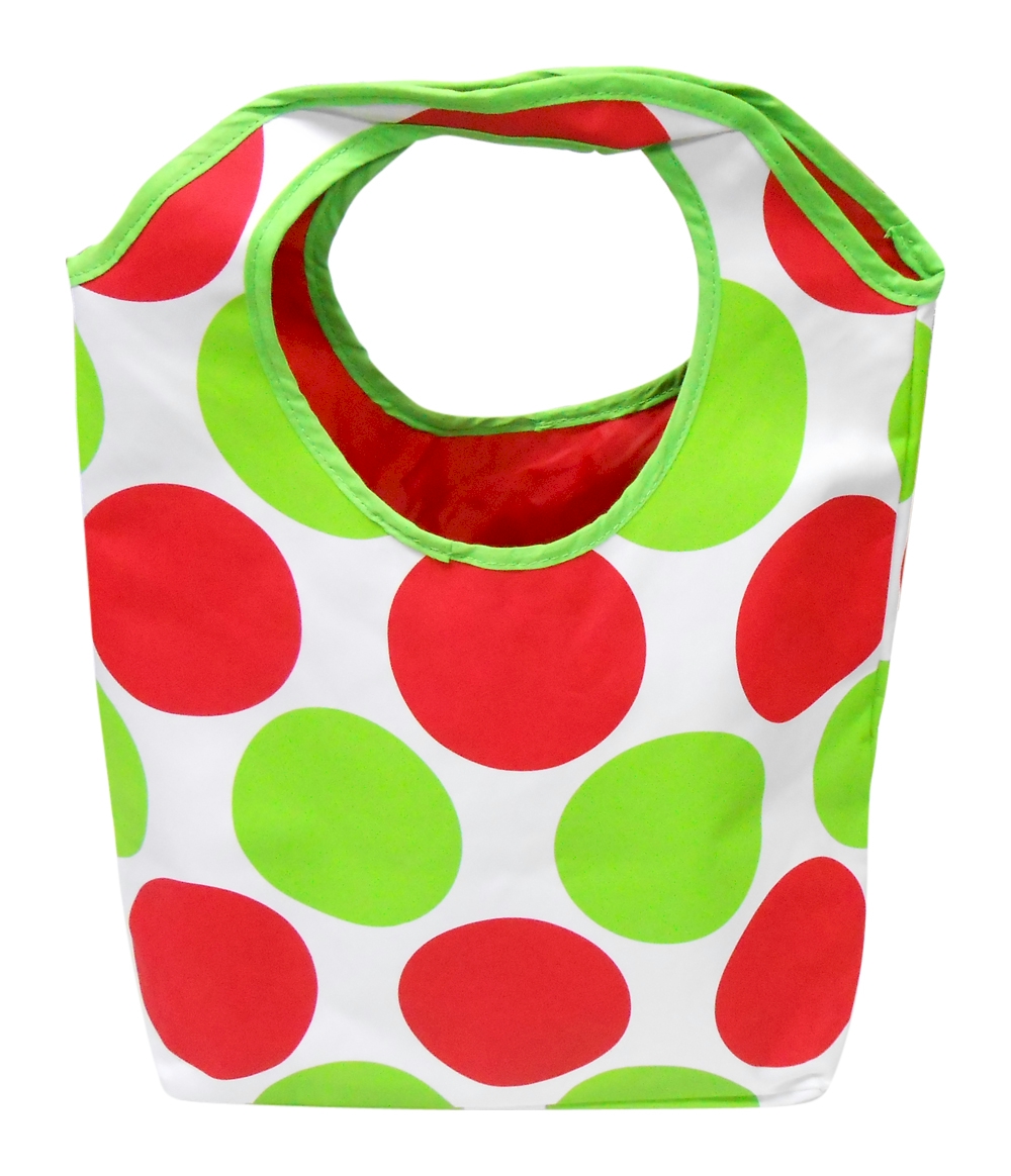 Oversized Polka Dot Holiday Tote Embroidery Blanks - RED/GREEN