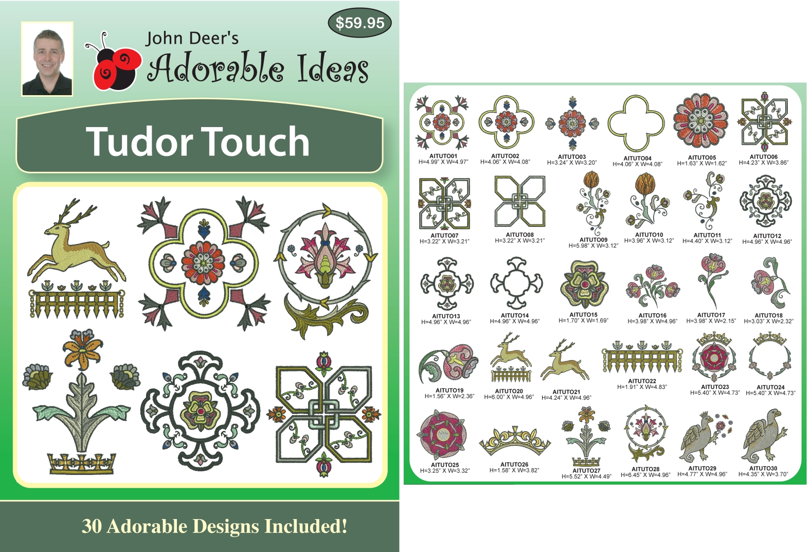 Tudor Touch Embroidery Designs by John Deer's Adorable Ideas - Multi-Format CD-ROM
