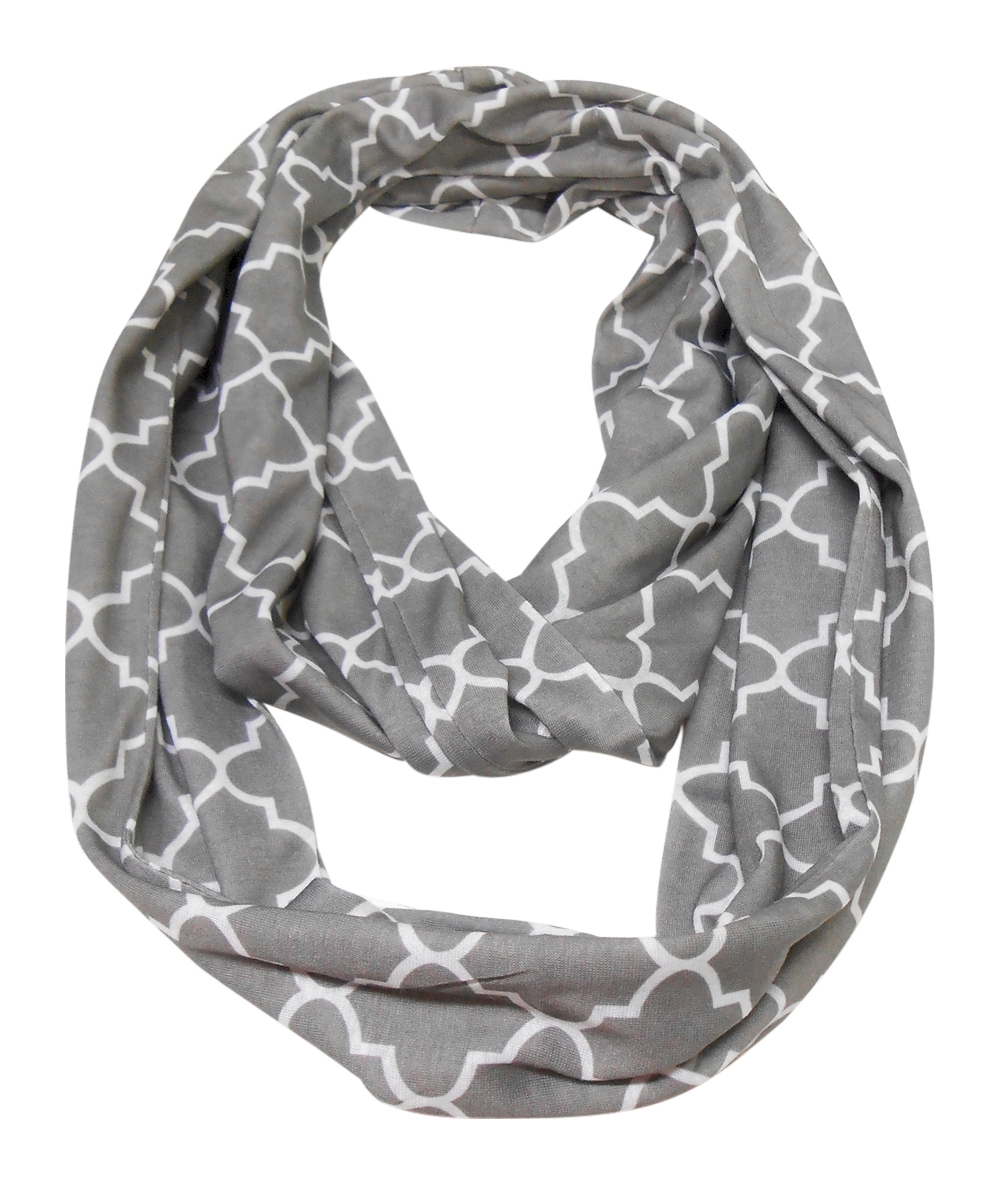 Quatrefoil Jersey Knit Infinity Scarf Embroidery Blanks - GRAY - CLOSEOUT