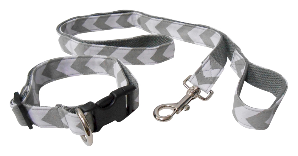 Chevron 48" Leash & Adjustable Collar Set - GRAY - CLOSEOUT