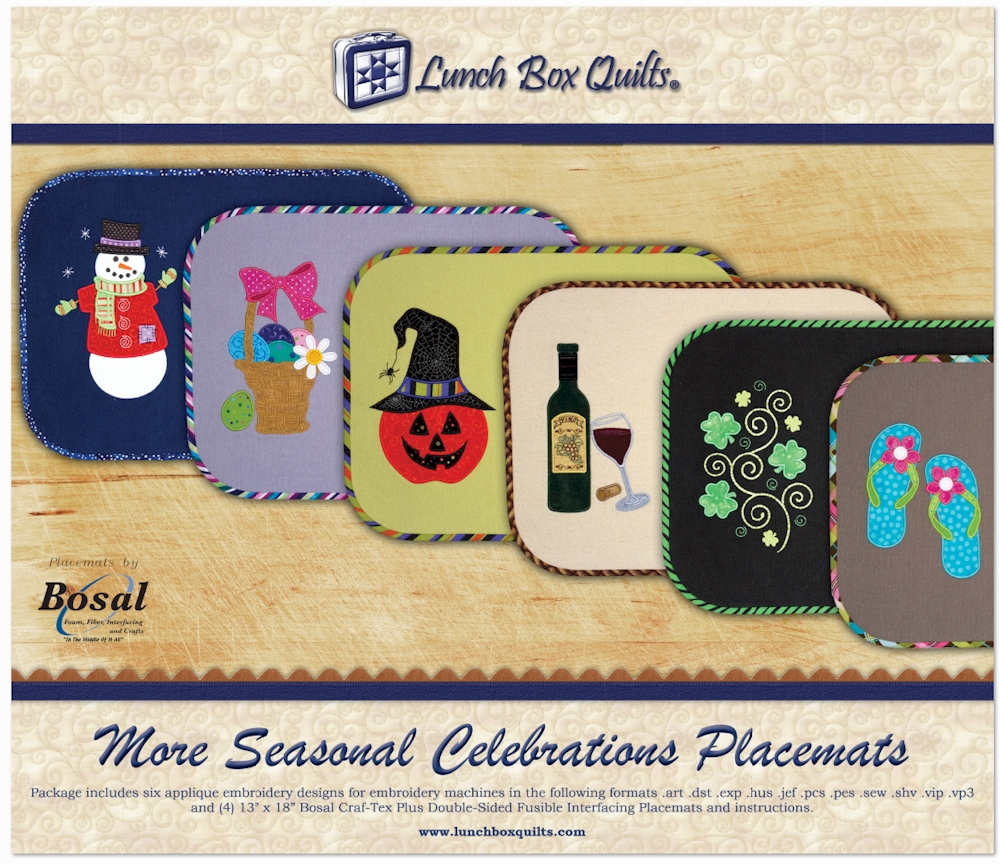 More Seasonal Celebrations Applique Embroidery Designs by Lunch Box Quilts on a CD-ROM