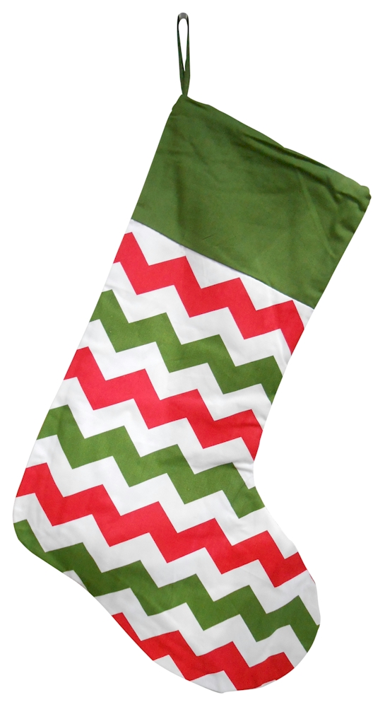 Chevron Christmas Stocking Embroidery Blanks - MULTI with GREEN TOP