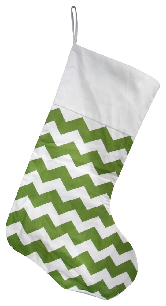 Chevron Christmas Stocking Embroidery Blanks - GREEN with WHITE TOP