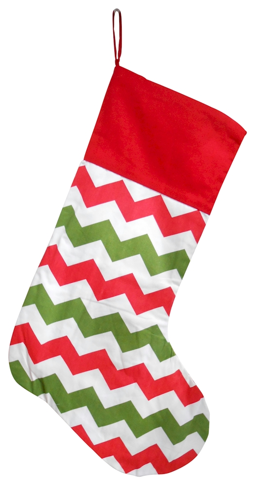 Chevron Christmas Stocking Embroidery Blanks - MULTI with RED TOP