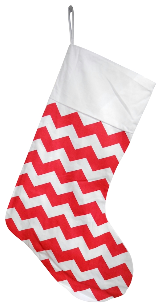 Chevron Christmas Stocking Embroidery Blanks - RED with WHITE TOP