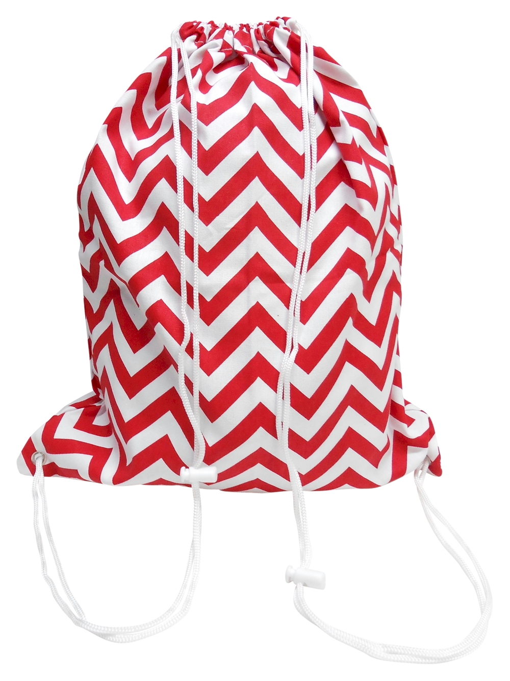 Gym Bag Drawstring Pack Embroidery Blanks in Chevron Print - RED
