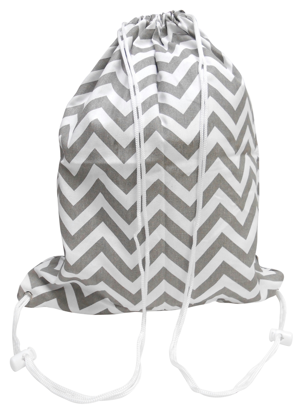 Gym Bag Drawstring Pack Embroidery Blanks in Chevron Print - GRAY