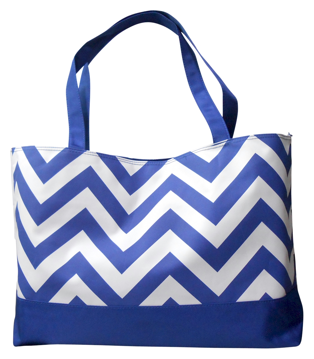Chevron Oversized Summer Tote Embroidery Blanks - NAVY