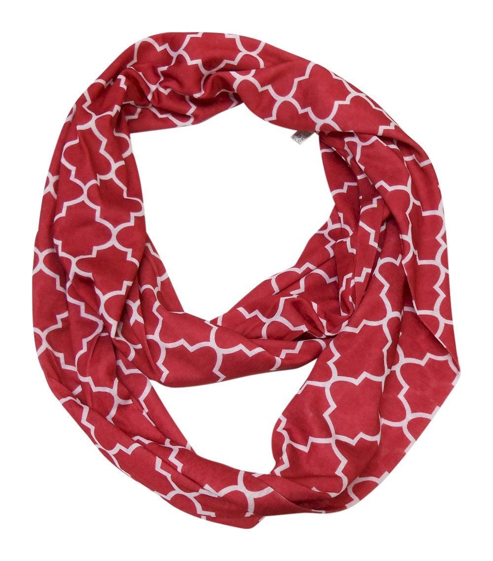 Quatrefoil Jersey Knit Infinity Scarf Embroidery Blanks - GARNET - CLOSEOUT
