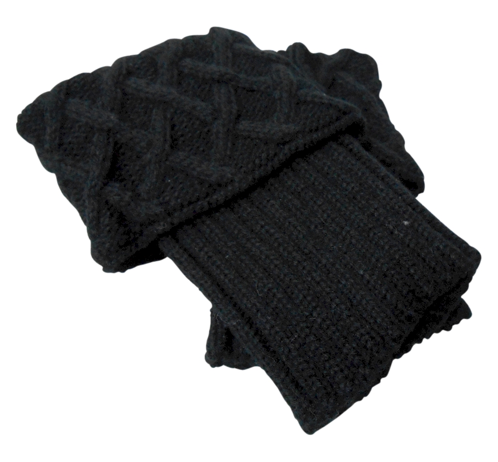 Boot Cuff with Criss-Cross Knit - BLACK - CLOSEOUT