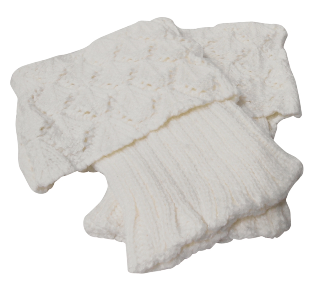 Boot Cuff with Sea Shell Knit - IVORY - CLOSEOUT