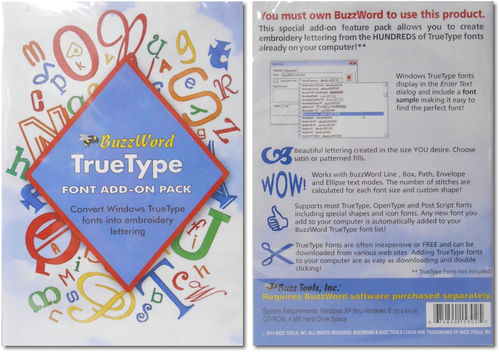 BuzzWord TrueType Font Add-On Pack (Requires BuzzWord)