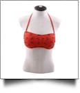 Bandeau Bikini Swimsuit Top - DARK CORAL ANCHOR