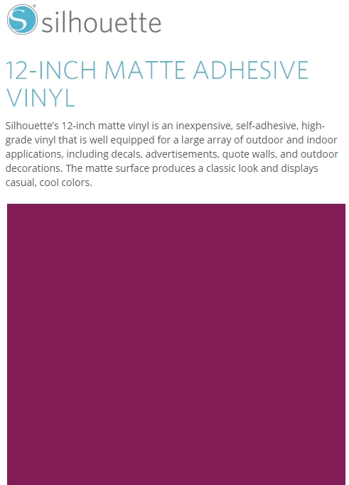 Silhouette Matte Adhesive Vinyl 12" x 6' Roll - PURPLE - CLOSEOUT