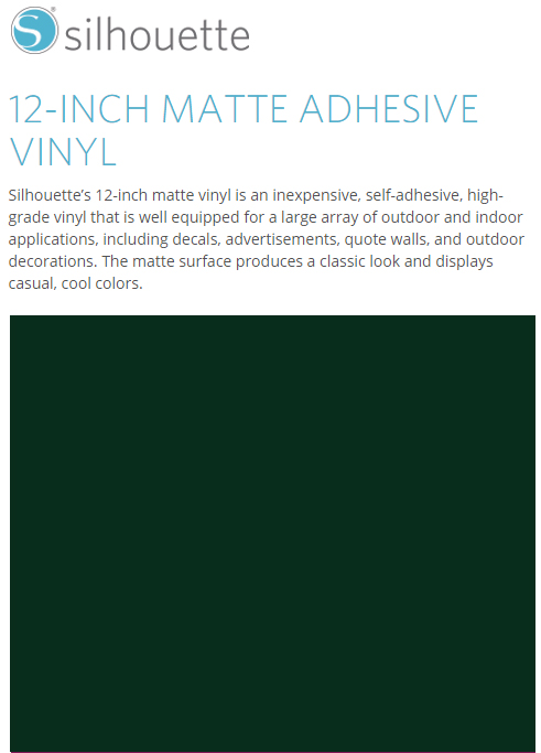 Silhouette Matte Adhesive Vinyl 12" x 6' Roll - DARK GREEN - CLOSEOUT