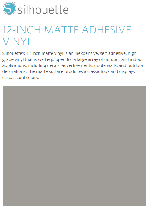 Silhouette Matte Adhesive Vinyl 12" x 6' Roll - SILVER - CLOSEOUT