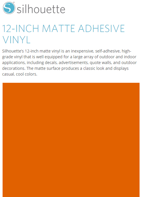 Silhouette Matte Adhesive Vinyl 12" x 6' Roll - ORANGE - CLOSEOUT