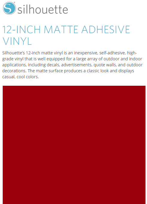 Silhouette Matte Adhesive Vinyl 12" x 6' Roll - DARK RED - CLOSEOUT