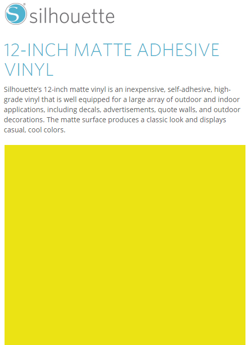 Silhouette Matte Adhesive Vinyl 12" x 6' Roll - LEMON - CLOSEOUT