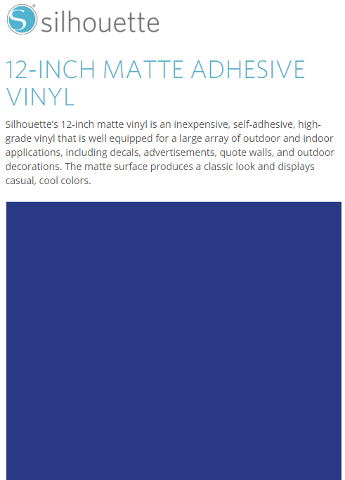 Silhouette Matte Adhesive Vinyl 12" x 6' Roll - ROYAL BLUE - CLOSEOUT