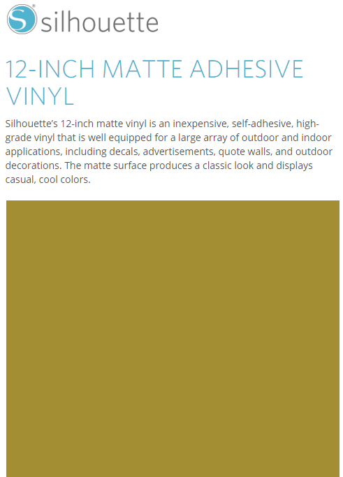Silhouette Matte Adhesive Vinyl 12" x 6' Roll - GOLD - CLOSEOUT