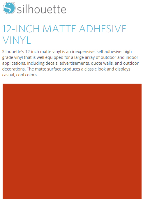 Silhouette Matte Adhesive Vinyl 12" x 6' Roll - RED - CLOSEOUT