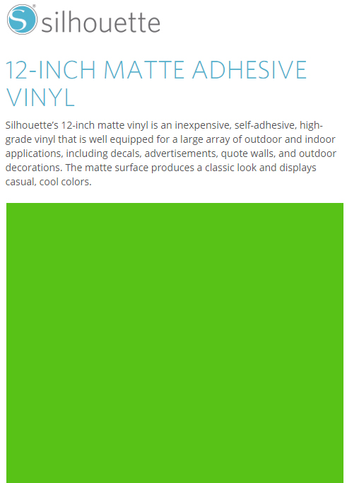 Silhouette Matte Adhesive Vinyl 12" x 6' Roll - LIGHT GREEN - CLOSEOUT