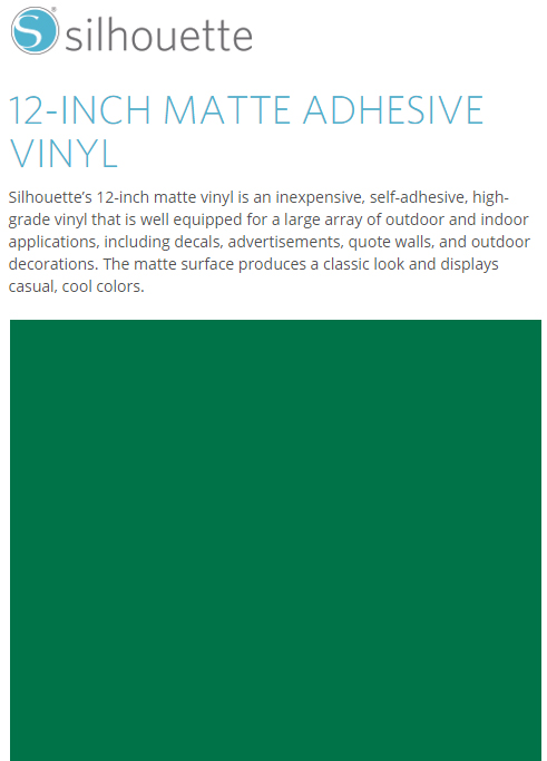 Silhouette Matte Adhesive Vinyl 12" x 6' Roll - GREEN - CLOSEOUT