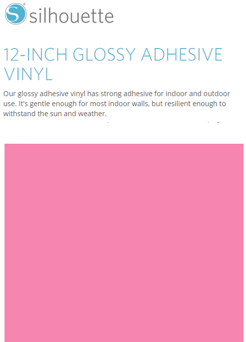 Silhouette Glossy Adhesive Vinyl 12" x 6' Roll - PINK - CLOSEOUT