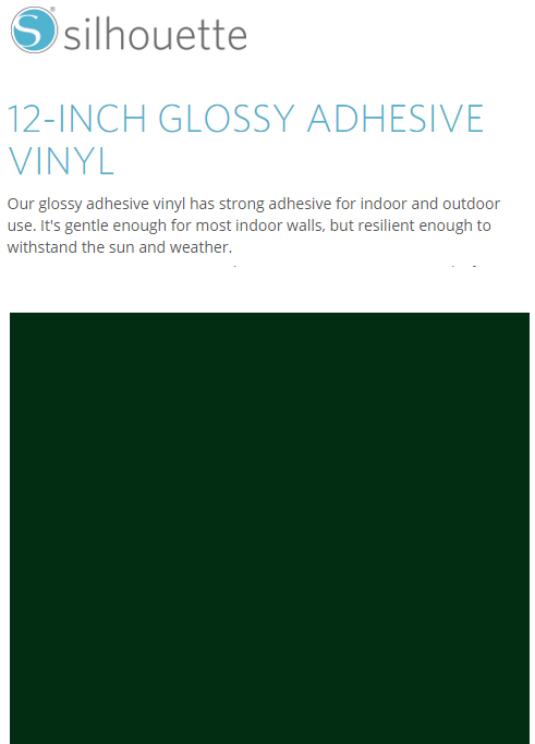 Silhouette Glossy Adhesive Vinyl 12" x 6' Roll - DARK GREEN - CLOSEOUT