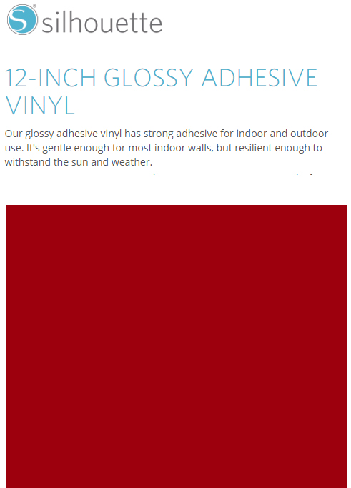Silhouette Glossy Adhesive Vinyl 12" x 6' Roll - DARK RED - CLOSEOUT