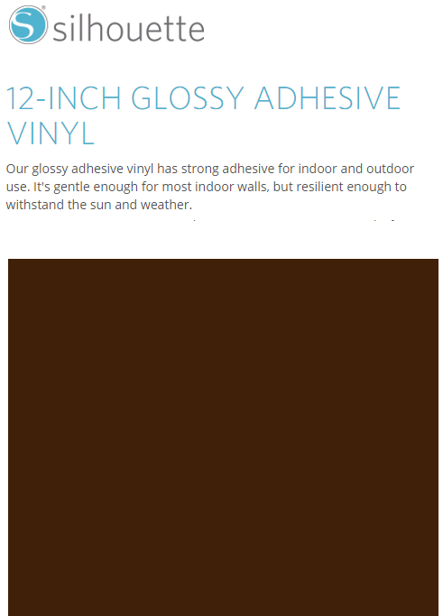 Silhouette Glossy Adhesive Vinyl 12" x 6' Roll - BROWN - CLOSEOUT