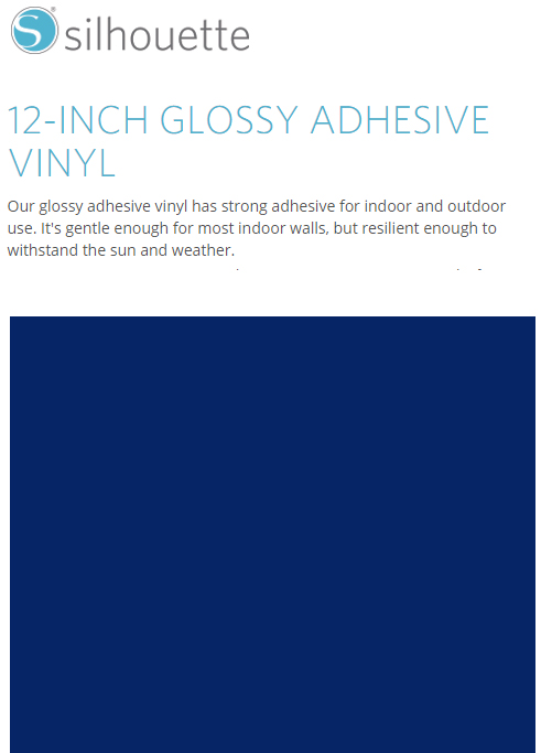 Silhouette Glossy Adhesive Vinyl 12" x 6' Roll - NAVY BLUE - CLOSEOUT