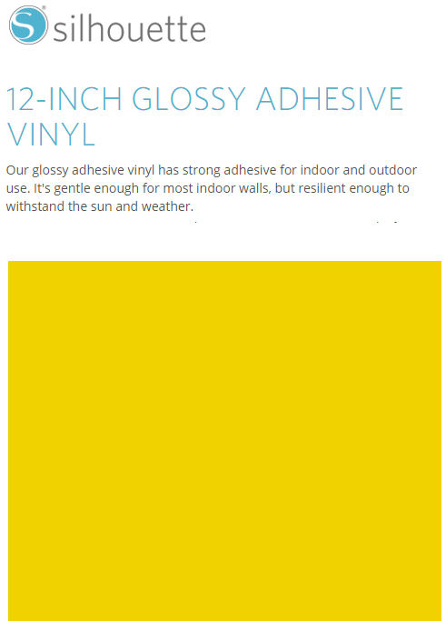 Silhouette Glossy Adhesive Vinyl 12" x 6' Roll - YELLOW - CLOSEOUT