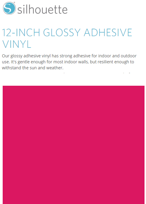 Silhouette Glossy Adhesive Vinyl 12" x 6' Roll - DARK PINK - CLOSEOUT