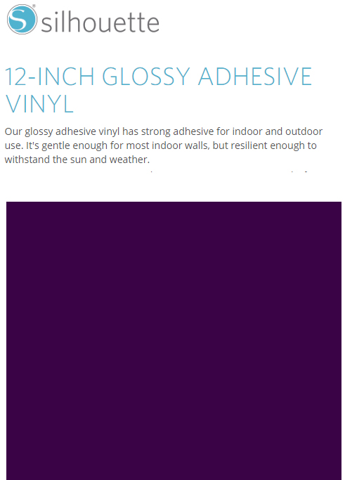 Silhouette Glossy Adhesive Vinyl 12" x 6' Roll - PURPLE - CLOSEOUT