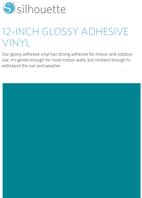 Silhouette Glossy Adhesive Vinyl 12" x 6' Roll - TEAL - CLOSEOUT