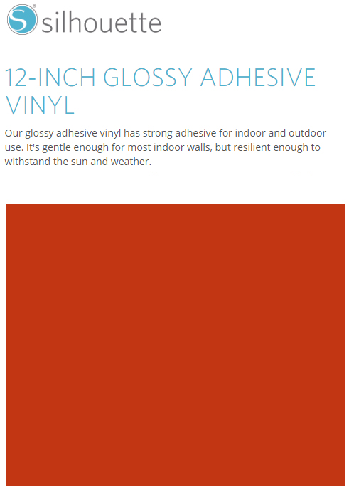 Silhouette Glossy Adhesive Vinyl 12" x 6' Roll - RED - CLOSEOUT