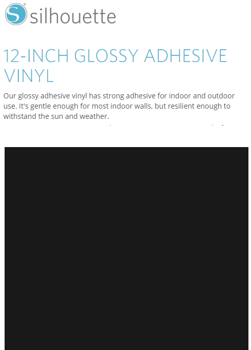 Silhouette Glossy Adhesive Vinyl 12" x 6' Roll - BLACK - CLOSEOUT