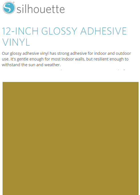 Silhouette Glossy Adhesive Vinyl 12" x 6' Roll - GOLD - CLOSEOUT