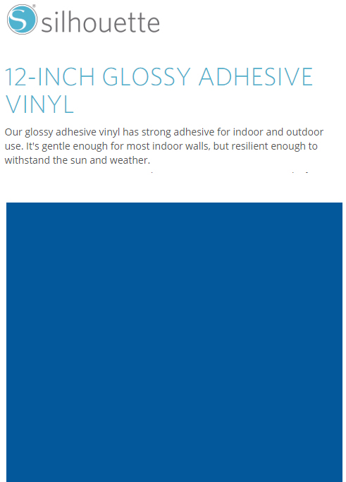 Silhouette Glossy Adhesive Vinyl 12" x 6' Roll - BLUE - CLOSEOUT