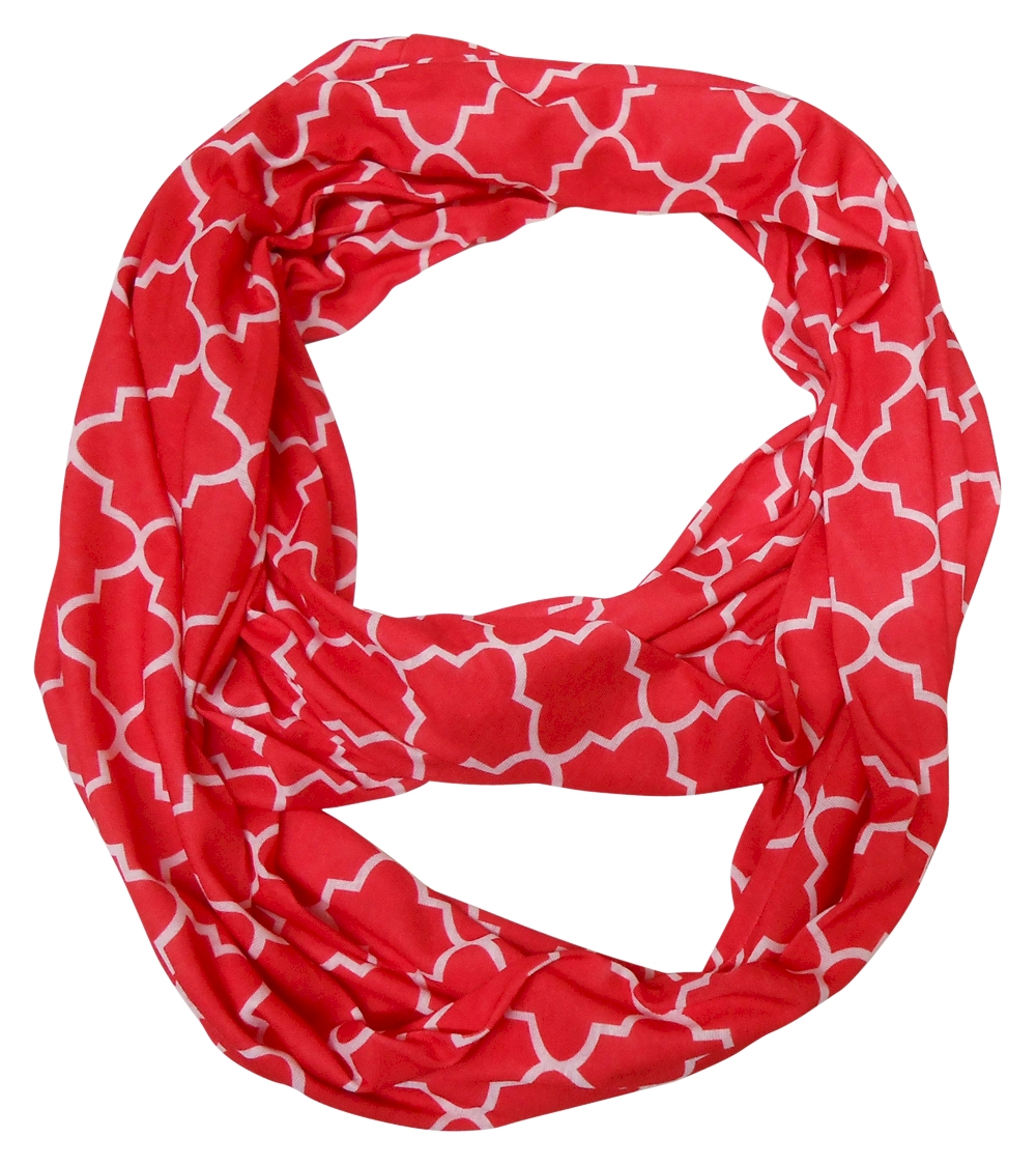 Quatrefoil Jersey Knit Infinity Scarf Embroidery Blanks - RED - CLOSEOUT