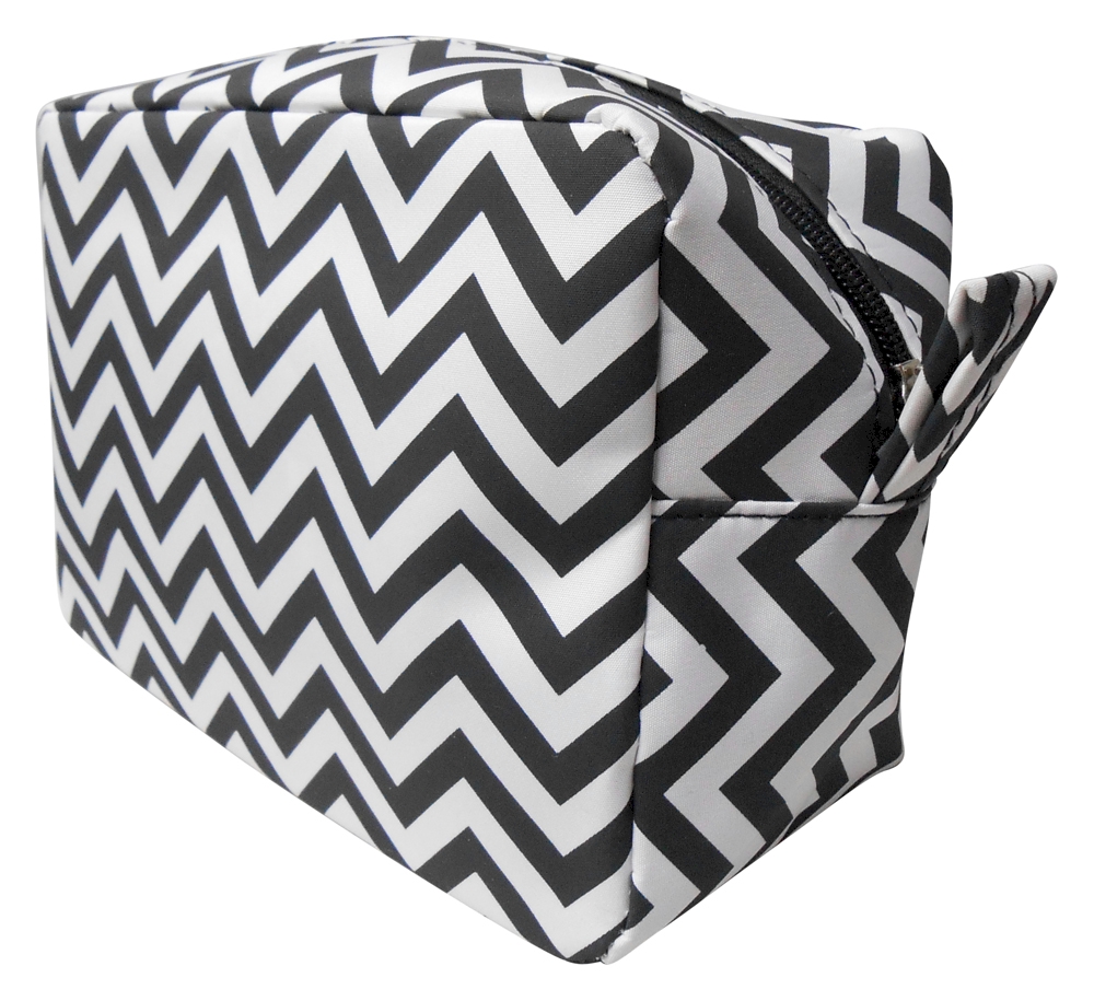 Chevron Cosmetic Bag Embroidery Blanks - BLACK - CLOSEOUT