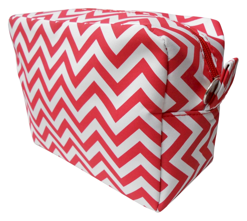 Chevron Cosmetic Bag Embroidery Blanks - RED - CLOSEOUT