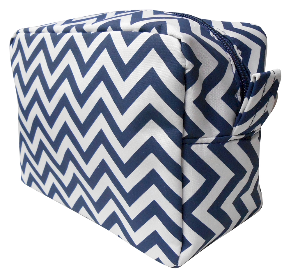Chevron Cosmetic Bag Embroidery Blanks - NAVY - CLOSEOUT