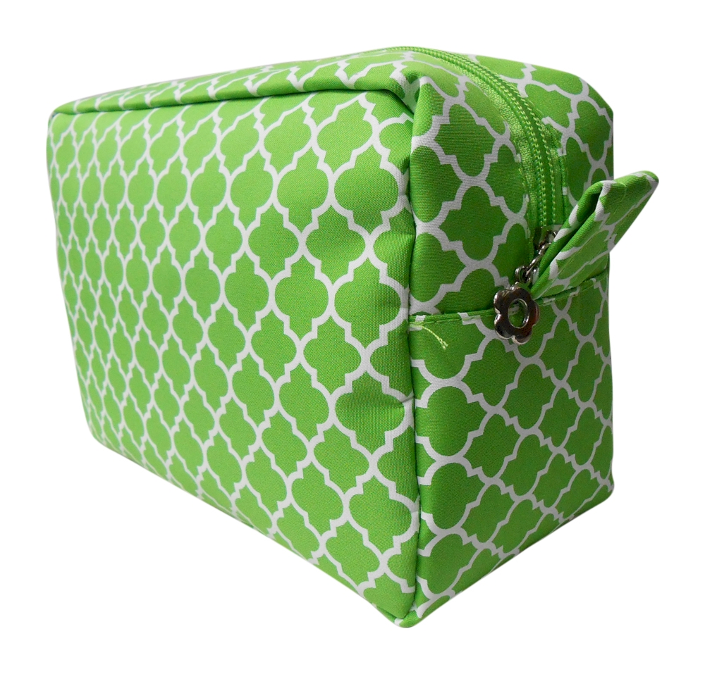 Quatrefoil Cosmetic Bag Embroidery Blanks - KIWI - CLOSEOUT