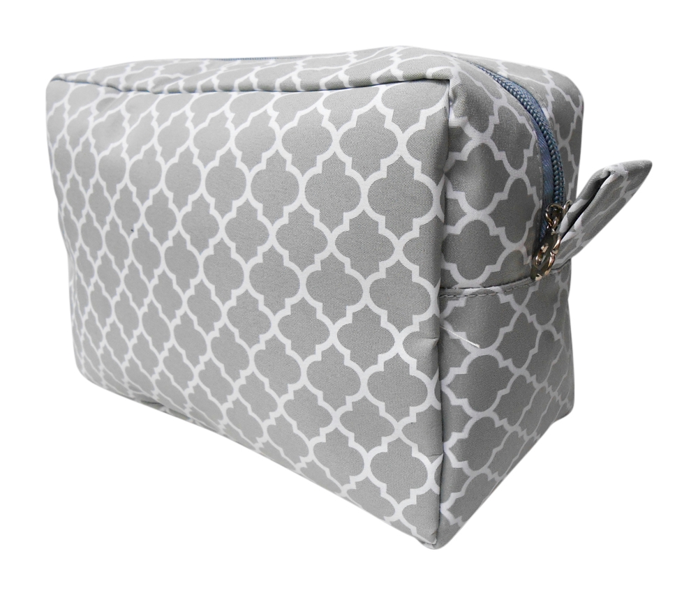 Quatrefoil Cosmetic Bag Embroidery Blanks - GRAY - CLOSEOUT