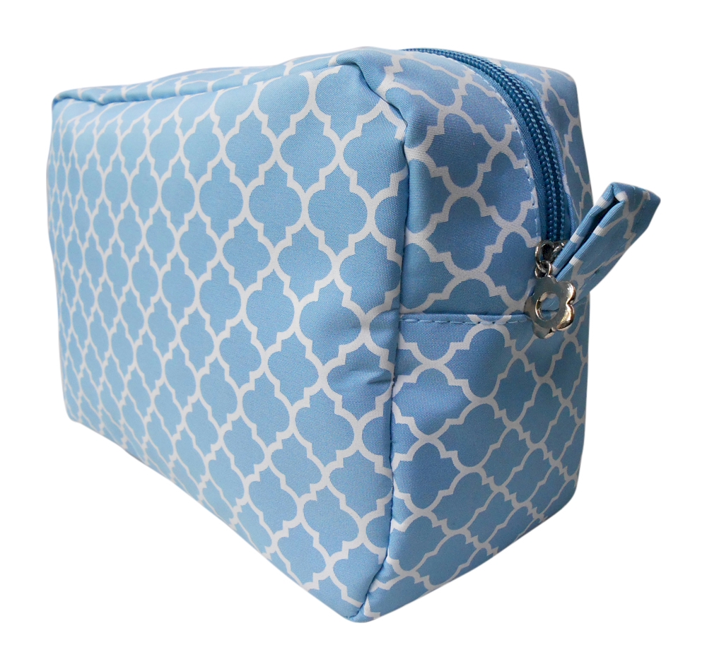Quatrefoil Cosmetic Bag Embroidery Blanks - POWDER BLUE - CLOSEOUT