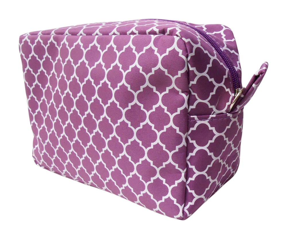 Quatrefoil Cosmetic Bag Embroidery Blanks - PURPLE - CLOSEOUT