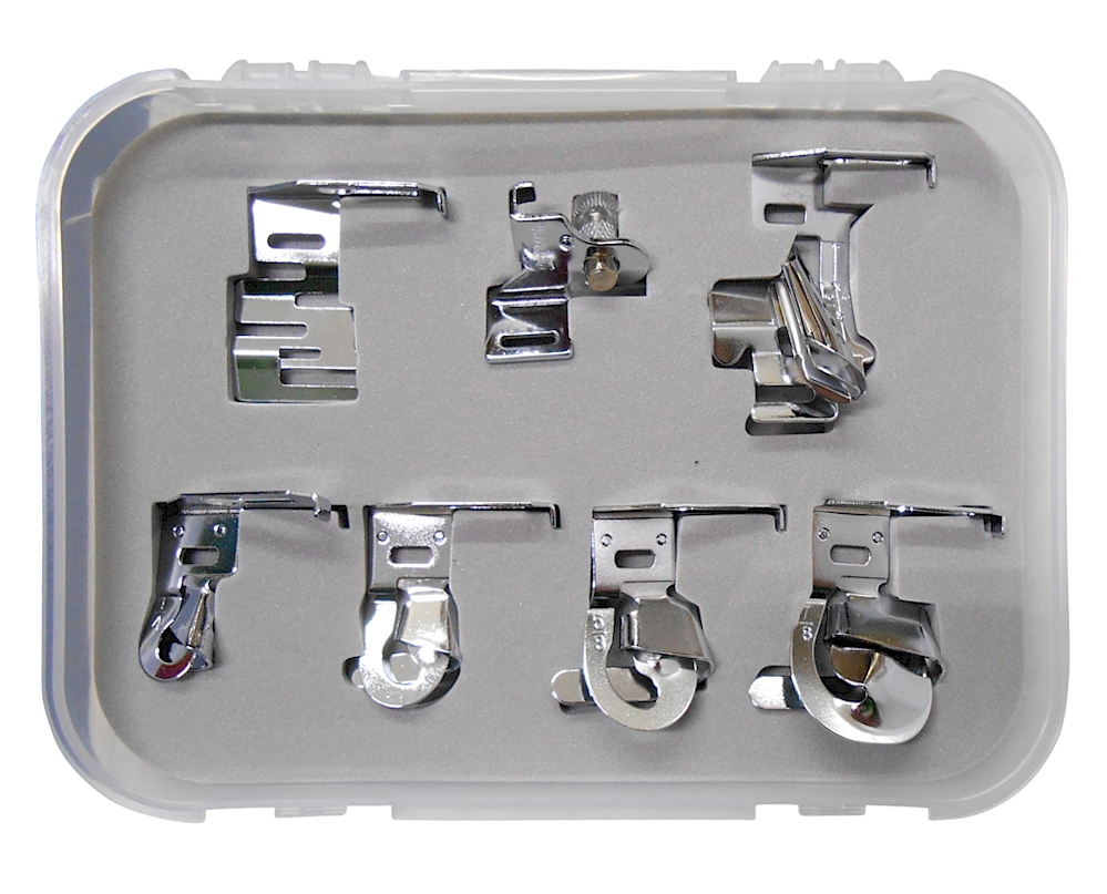 7 Piece Special Hemmer Feet, Edge Stitcher & Binder Foot Sewing Machine Presser Foot Kit